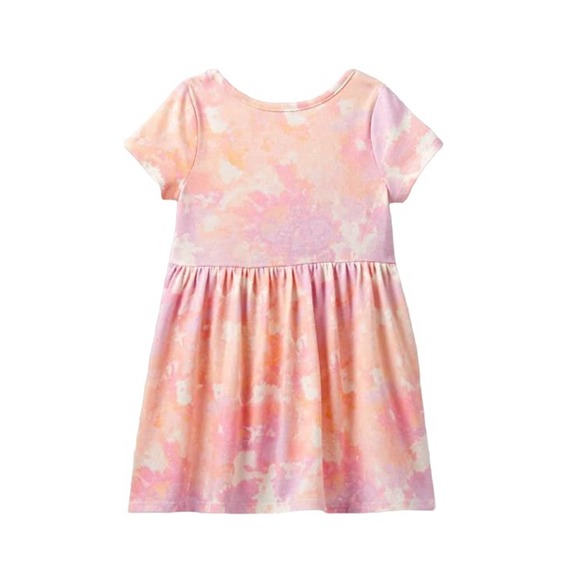 Toddler Girls' Printed Knit Short Sleeve Dress - 2T - Light Pink Warm Tie Dye - Picture 2 of 5